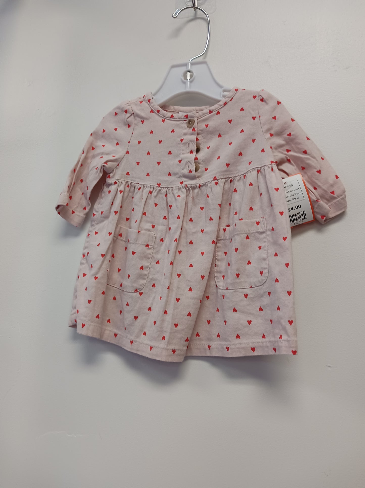 Pink/Red Heart Old Navy Dress, NB G
