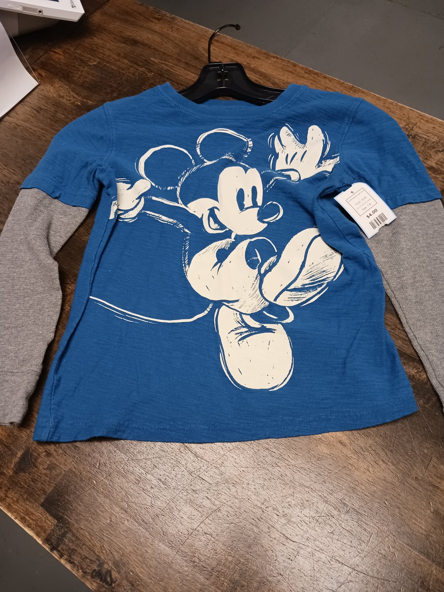 blue Jumping Bean LS Mickey Mouse Shirt, 7 B