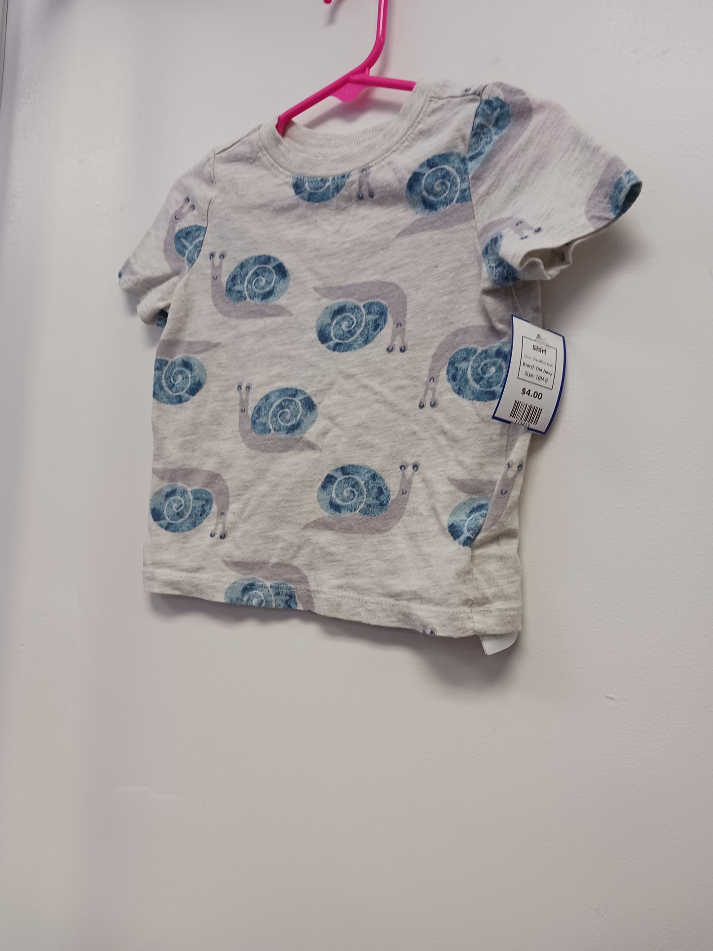 Grey/Blue Snail Old Navy Shirt, 18M B