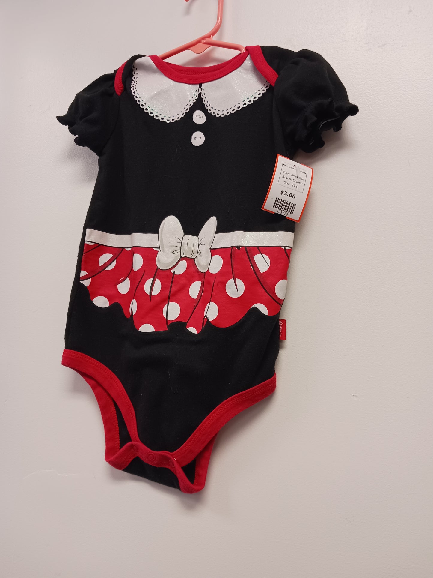 Black/Red Disney Minnie Mouse Onesie, 2T G