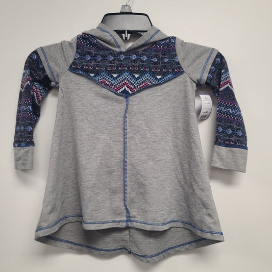 Grey/Navy Freckles + Kitty Hooded Longsleeve Shirt, 4T G