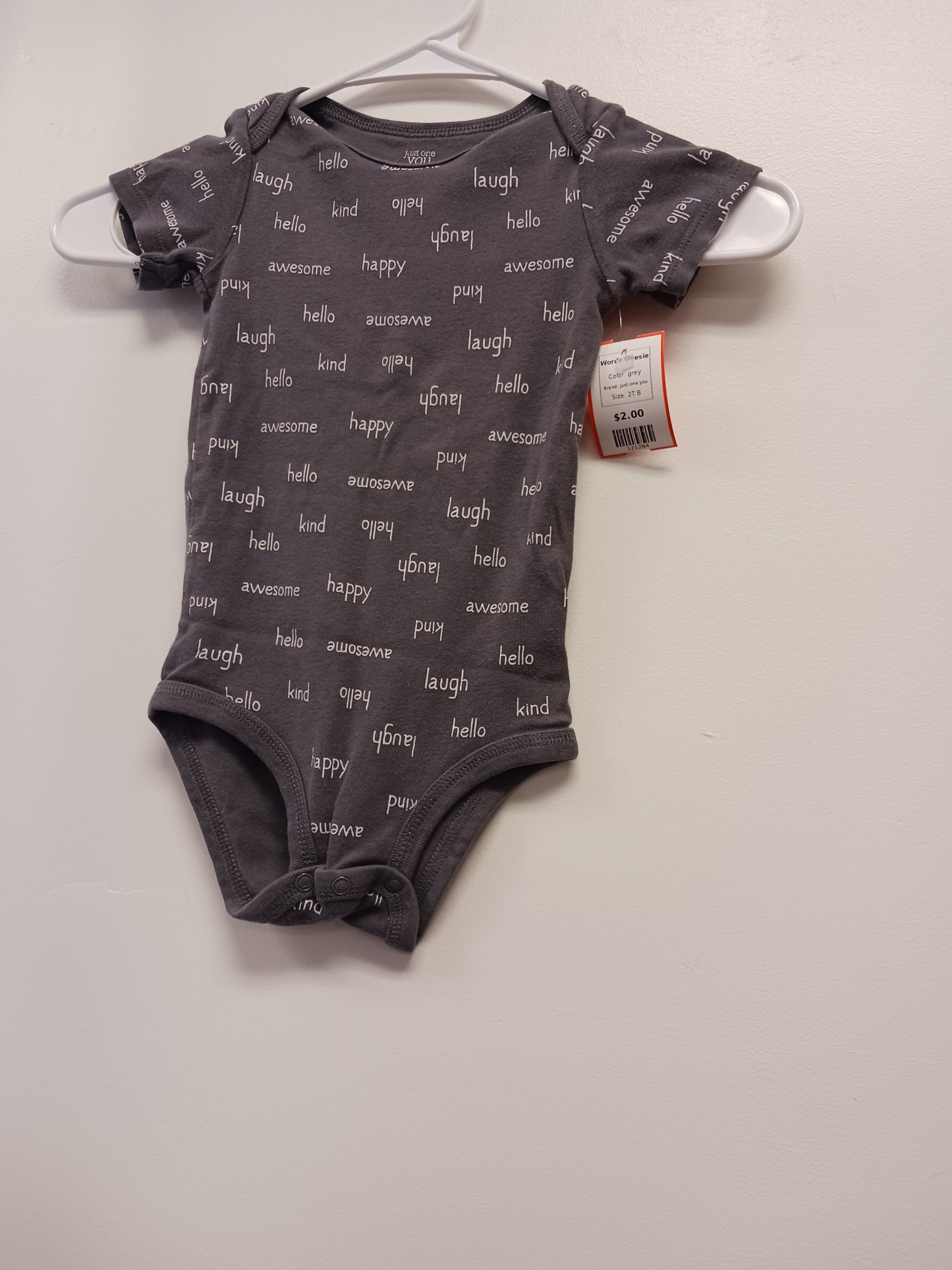 grey just one you Words Onesie, 2T B