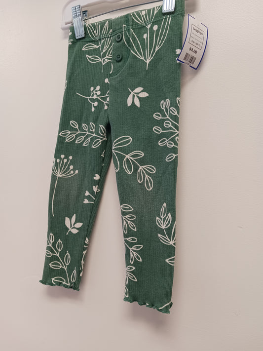 Green/White Flower Members Mark Leggings, 18M G