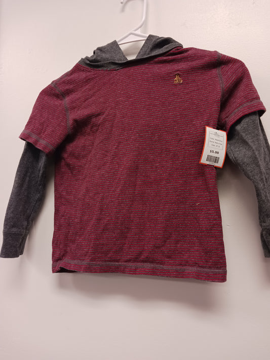 Red/Grey Baby Gap Long Sleeve Hooded Shirt, 4T B
