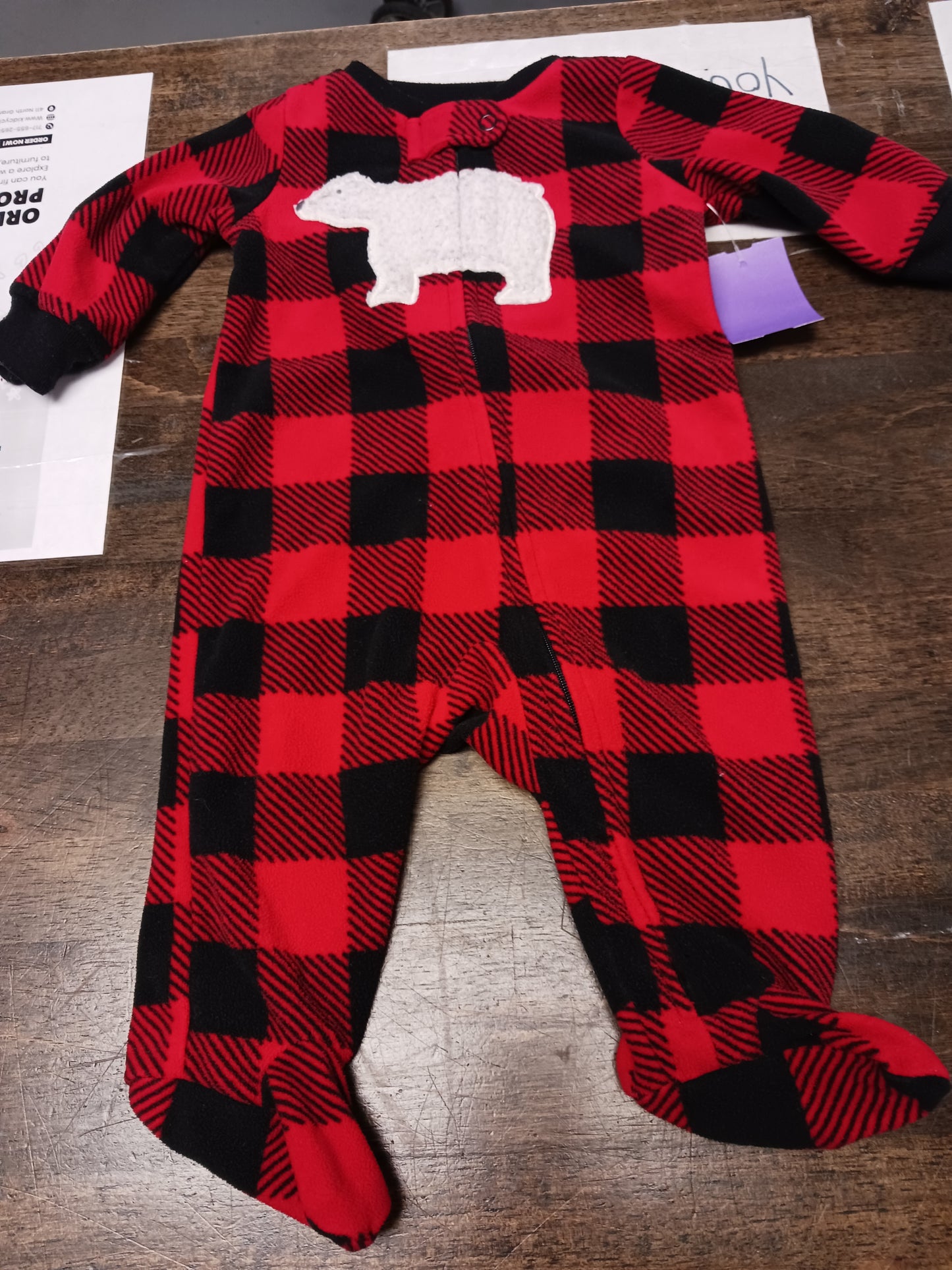 Red/Black Plaid Carters Sleeper, 3M B