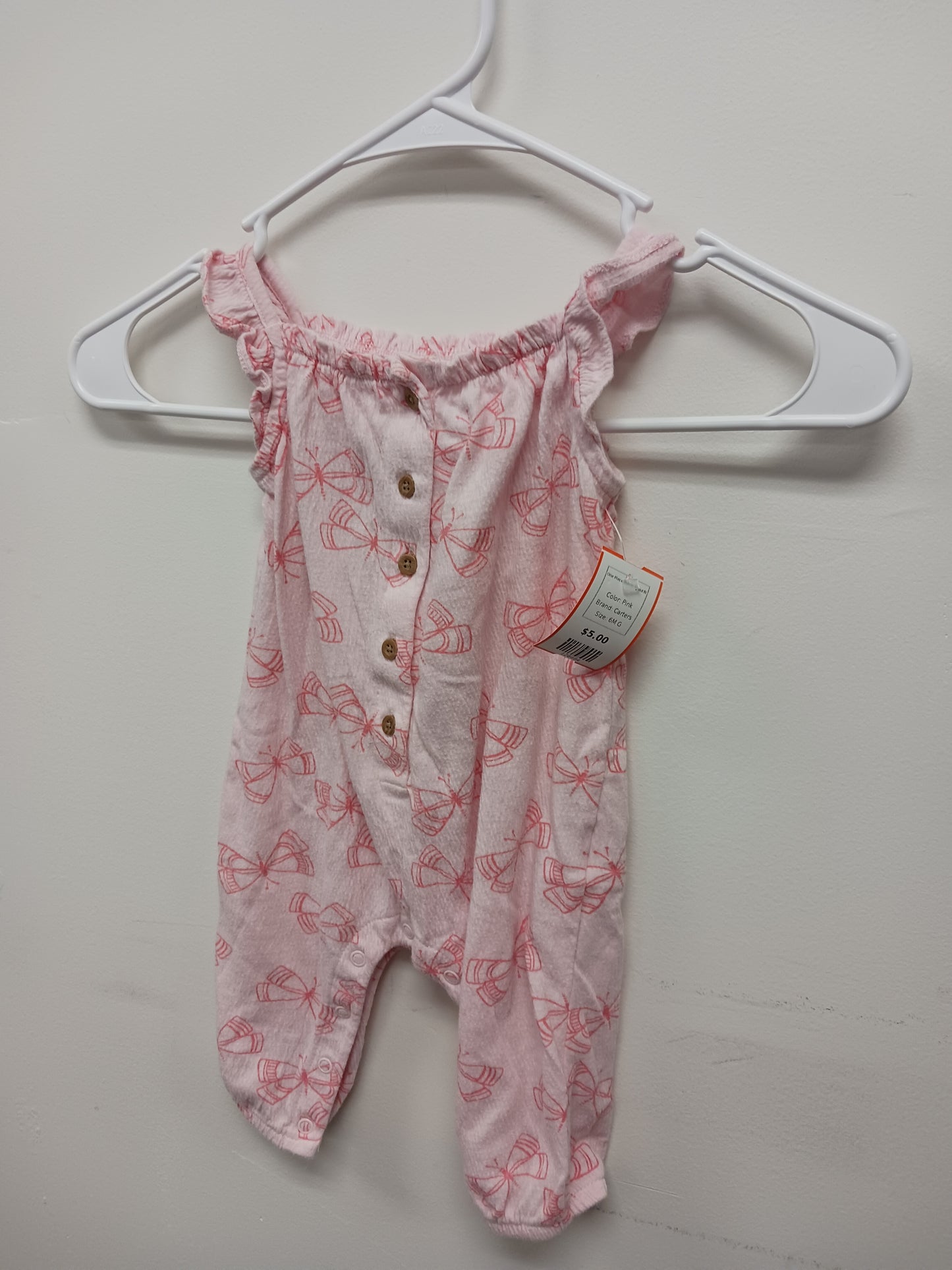 Pink Carters One Piece Butterfly outfit, 6M G