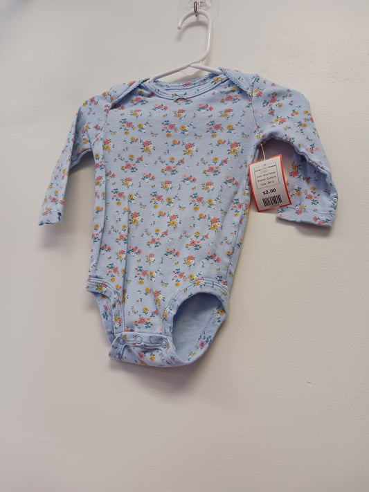 Blue Flower Carters Longsleeve Onesie, 6M G