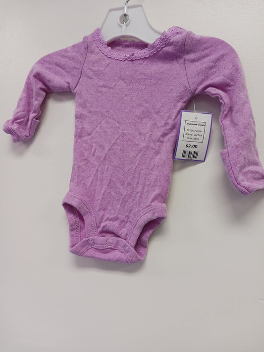 Purple Carters Longsleeve Onesie, NB G