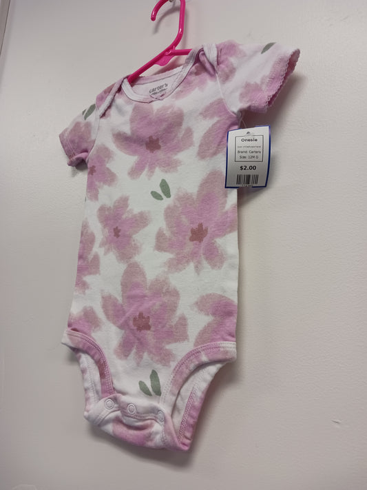 White/Purple Flower Carters Onesie, 12M G