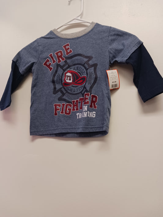 blue Little Rebels Long Sleeve Fireman Shirt, 2T B