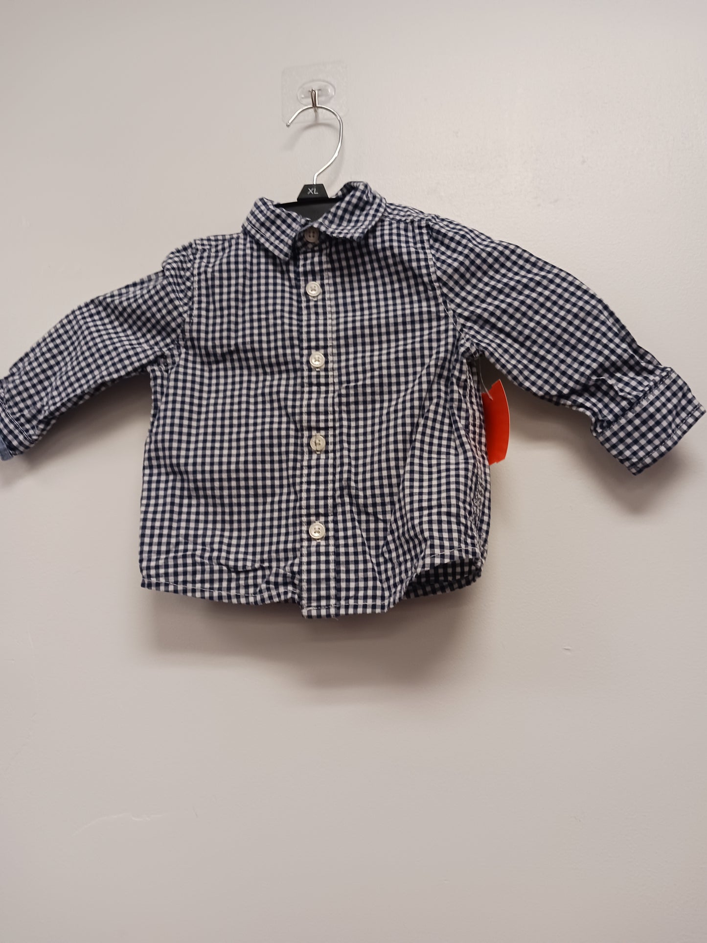 Navy/White Plaid OshKosh Longsleeve Button Up, 12M B