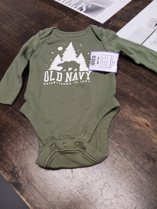 Green Tree Old Navy Longsleeve Onesie, NB B