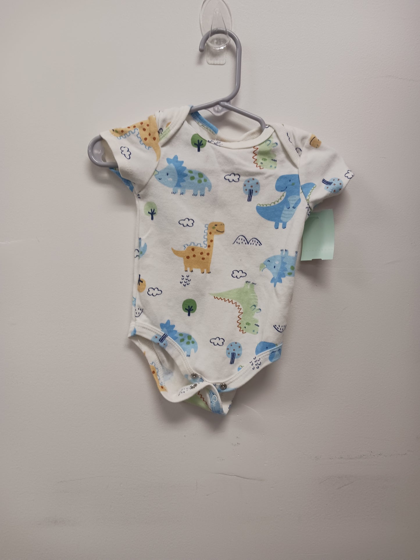 White/Colorful Dino Little Chickadees Onesie, 6-9M B