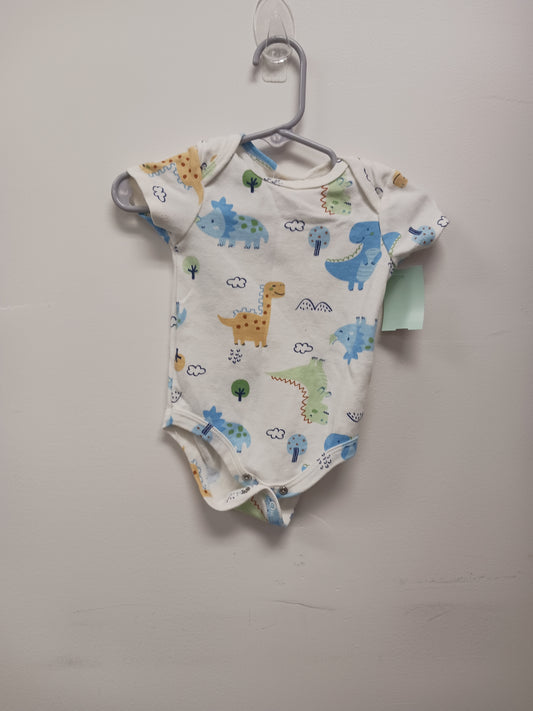 White/Colorful Dino Little Chickadees Onesie, 6-9M B