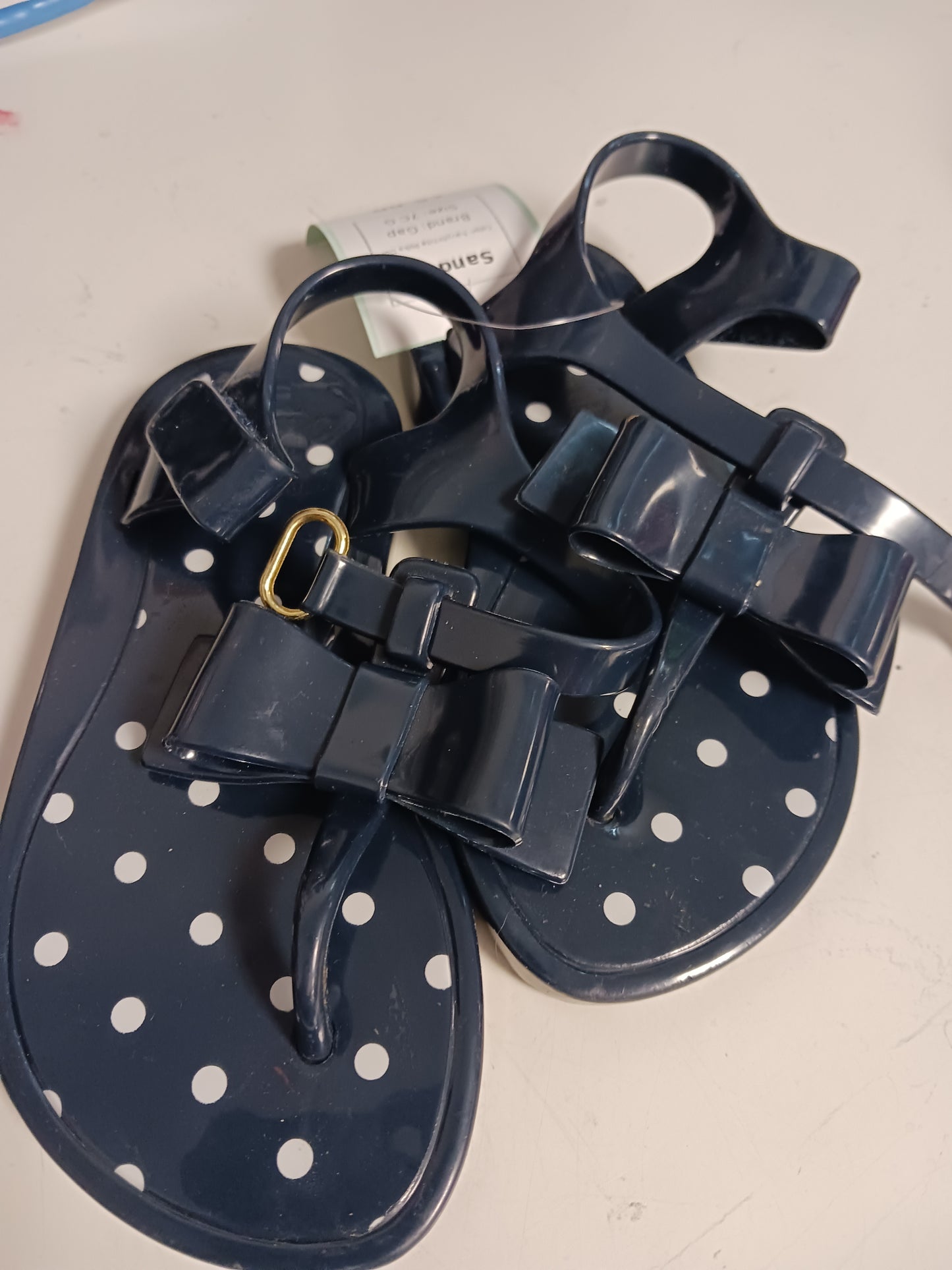 Navy/White Polka Dot Gap Sandals, 7C G