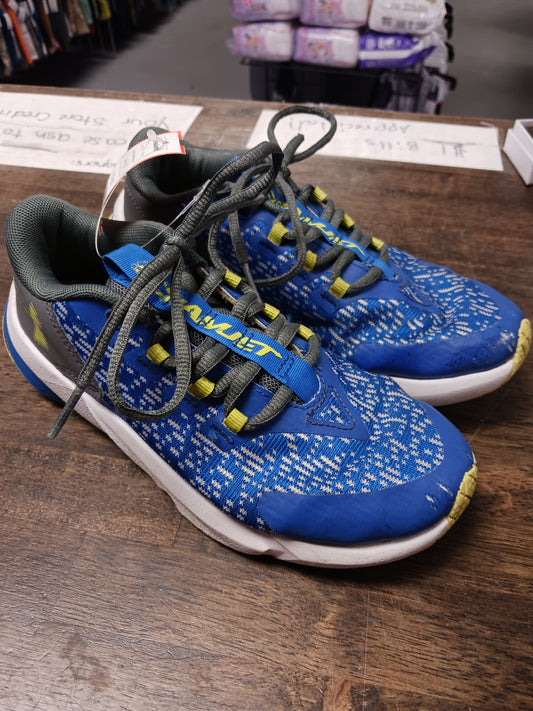 Blue/Grey/Green Under Armour Sneakers, 4Y B