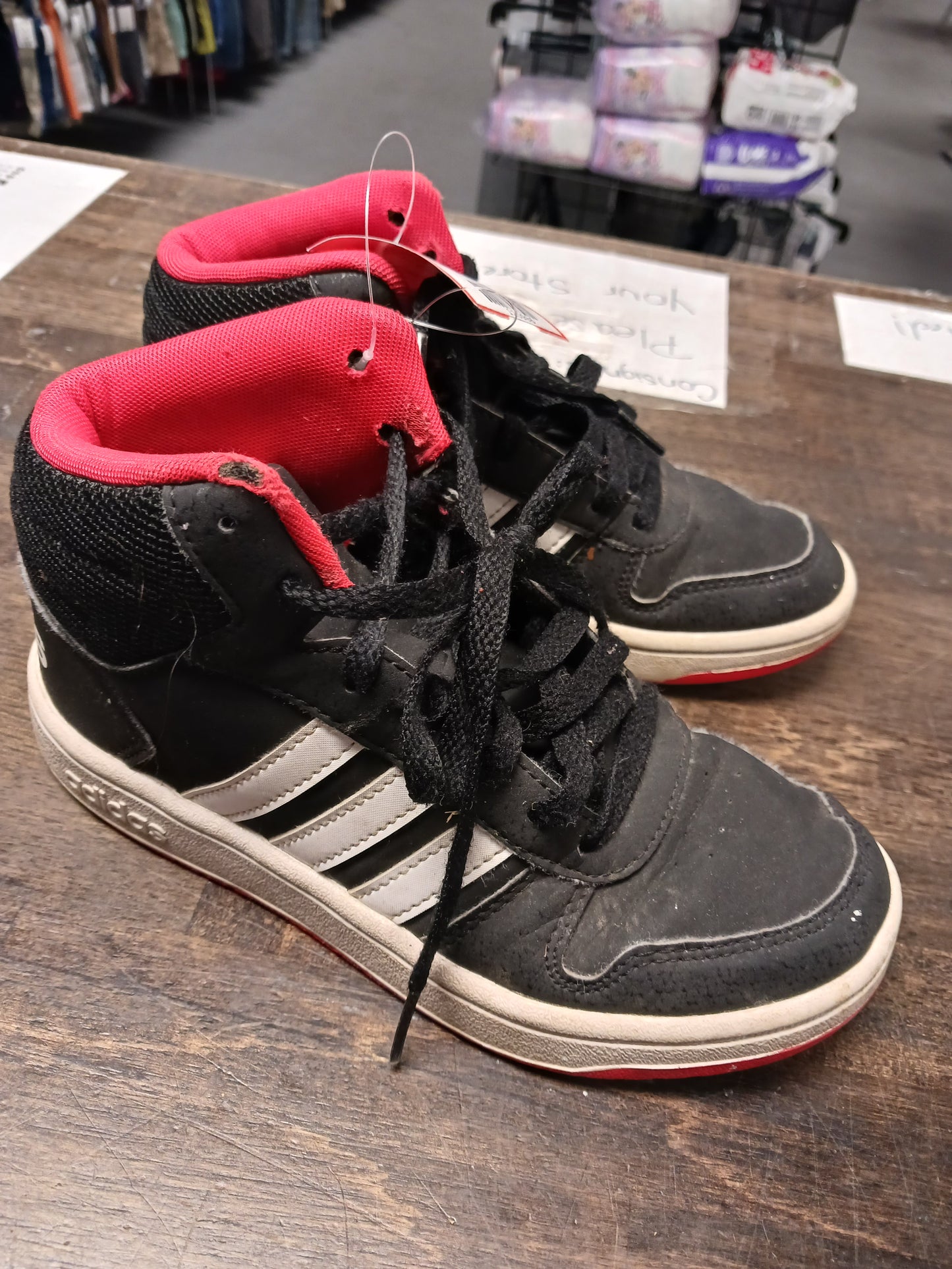 Black Adidas High Top Sneakers, 2 B