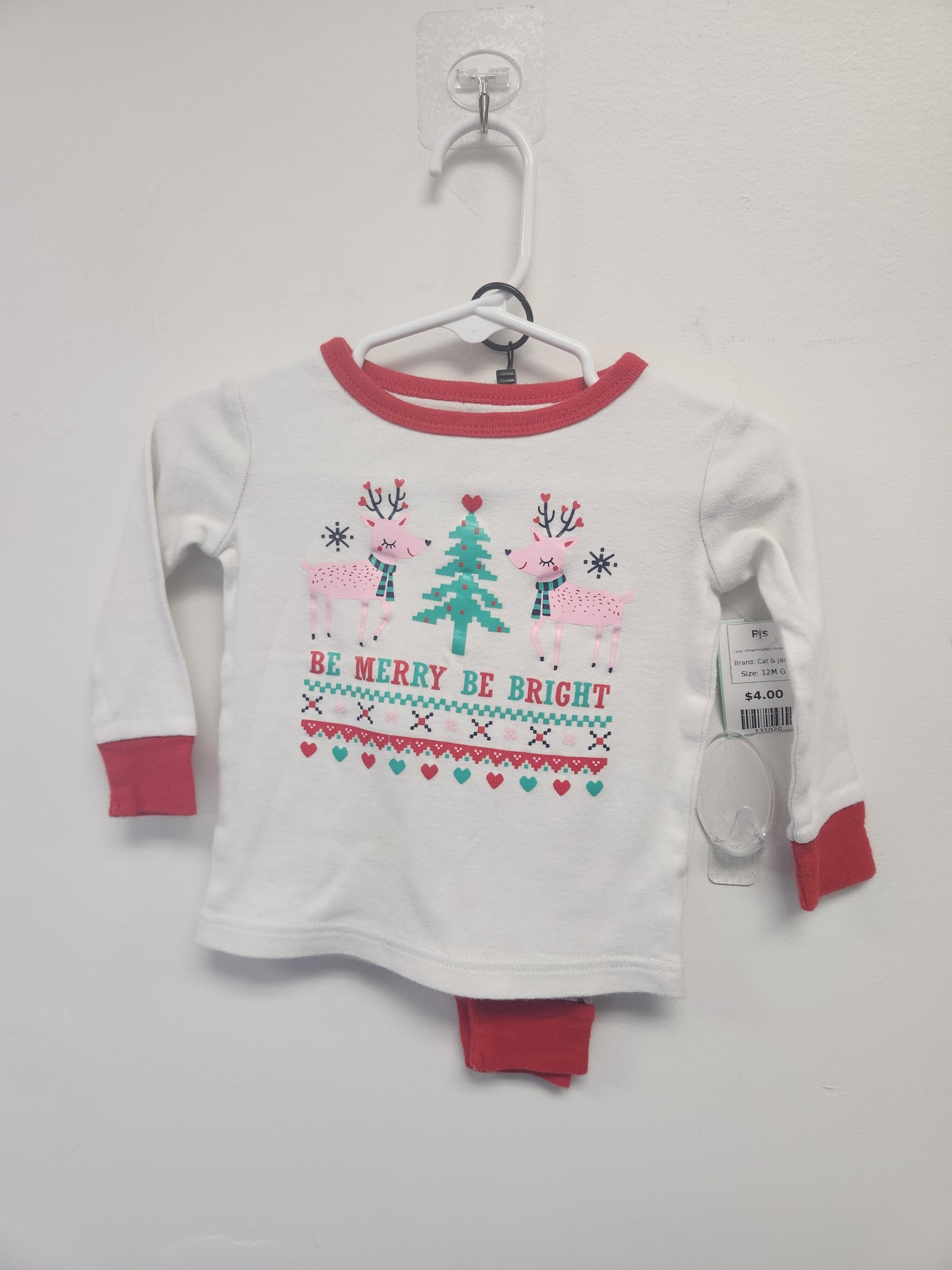 White/Pink/Red Christmas Cat & Jack Pjs, 12M G