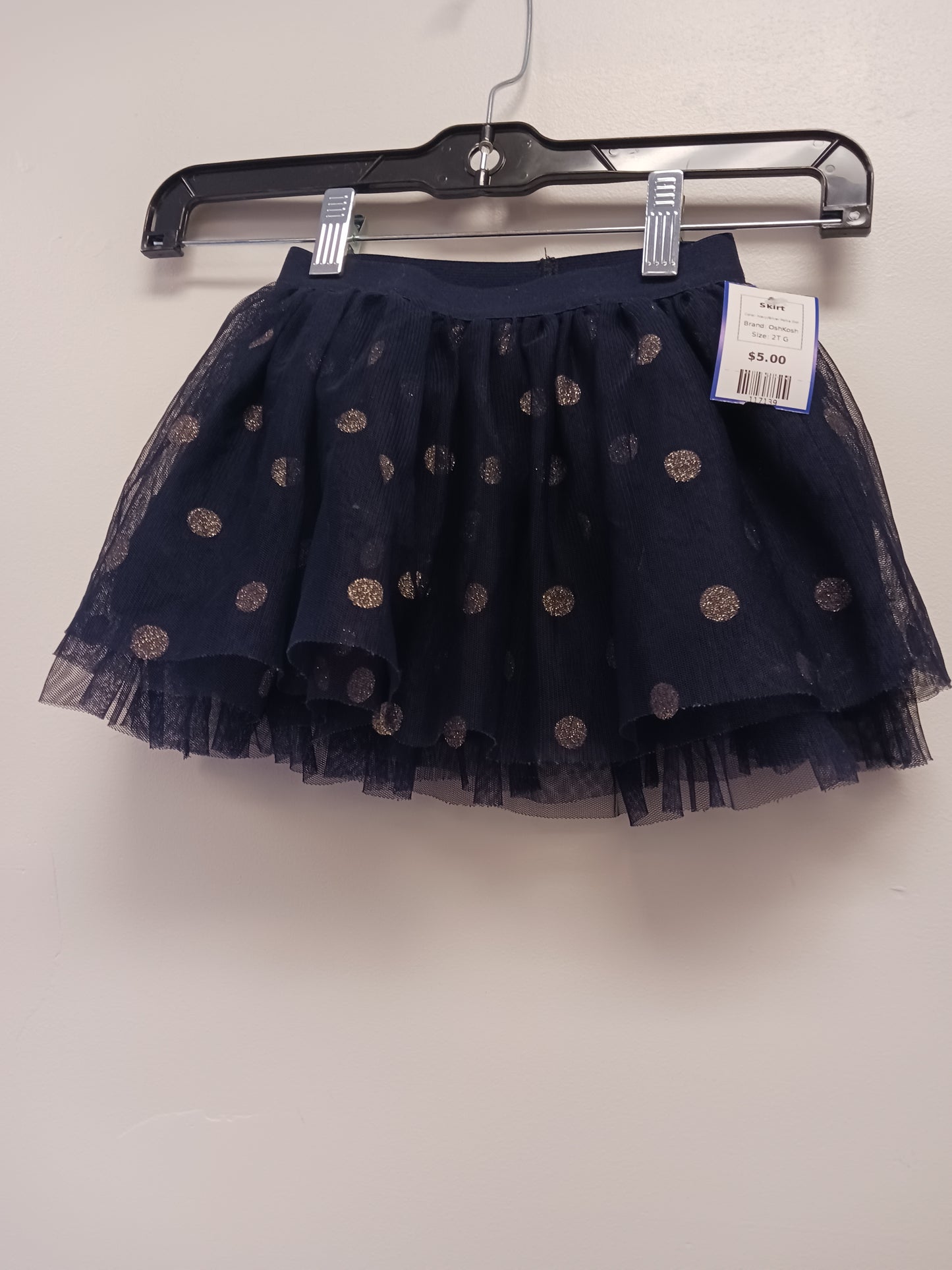 Navy/Silver Polka Dot OshKosh Skirt, 2T G