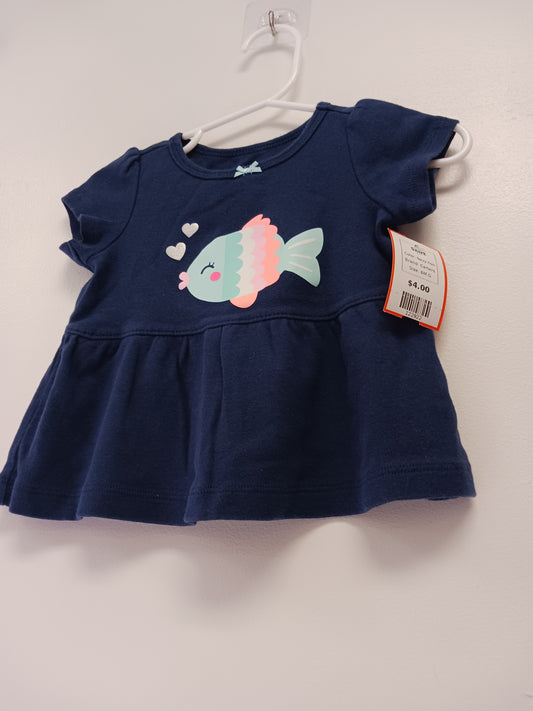 Navy Fish Carters Shirt, 6M G