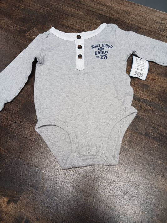 Grey/White Carters Longsleeve Onesie, 6M B