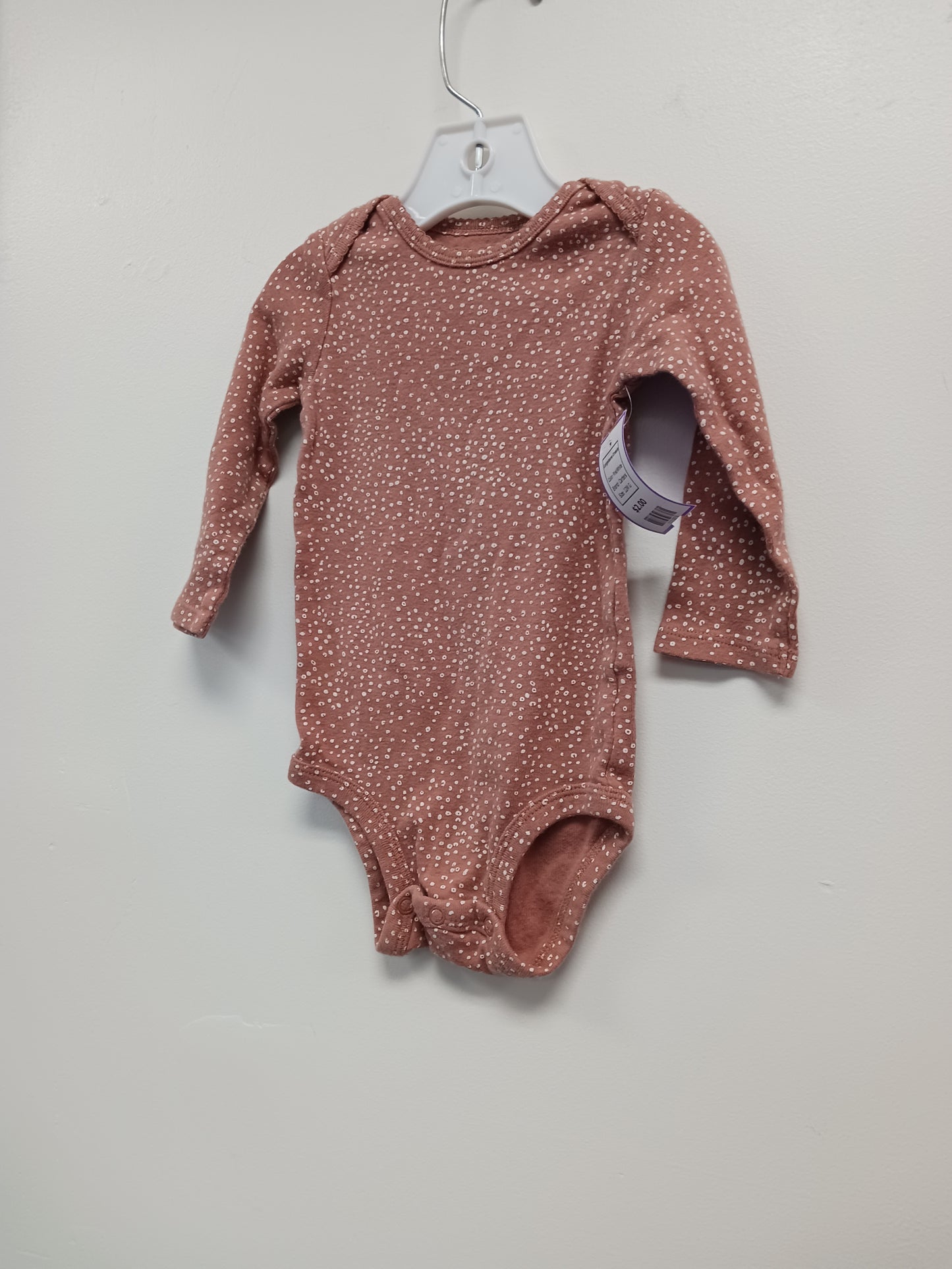 Pink/White Carters Longsleeve Onesie, 12M G