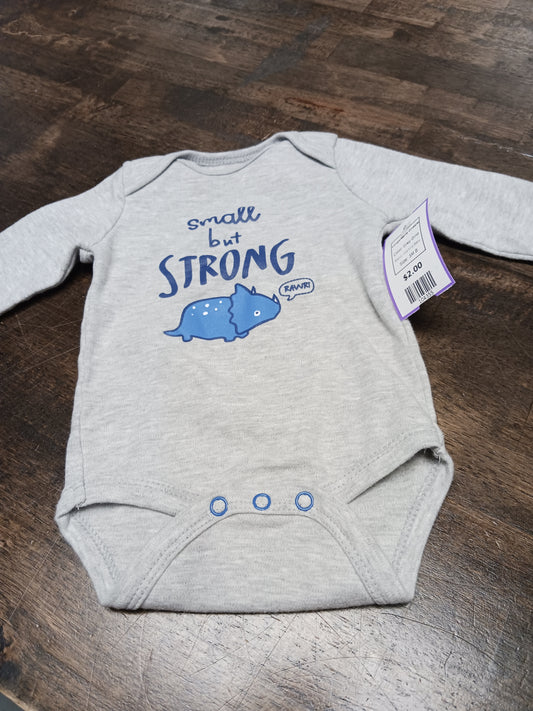 Grey Dino Vitamins Baby Longsleeve Onesie, 3M B