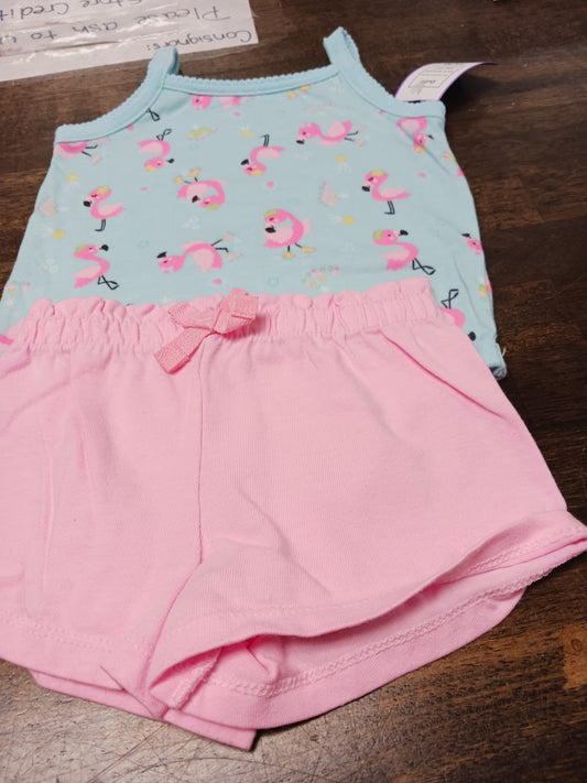 Blue/Pink Flamingo Garanimals Outfit, 6M G