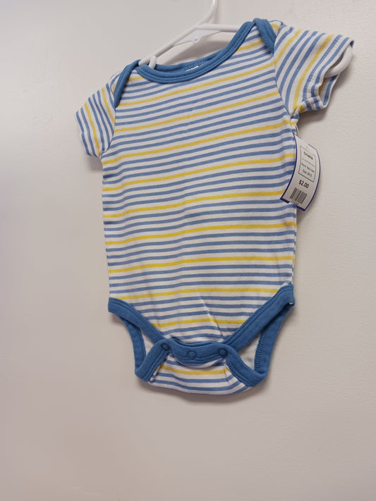 Blue/White/Yellow Striped Baby Gear Onesie, 6M B