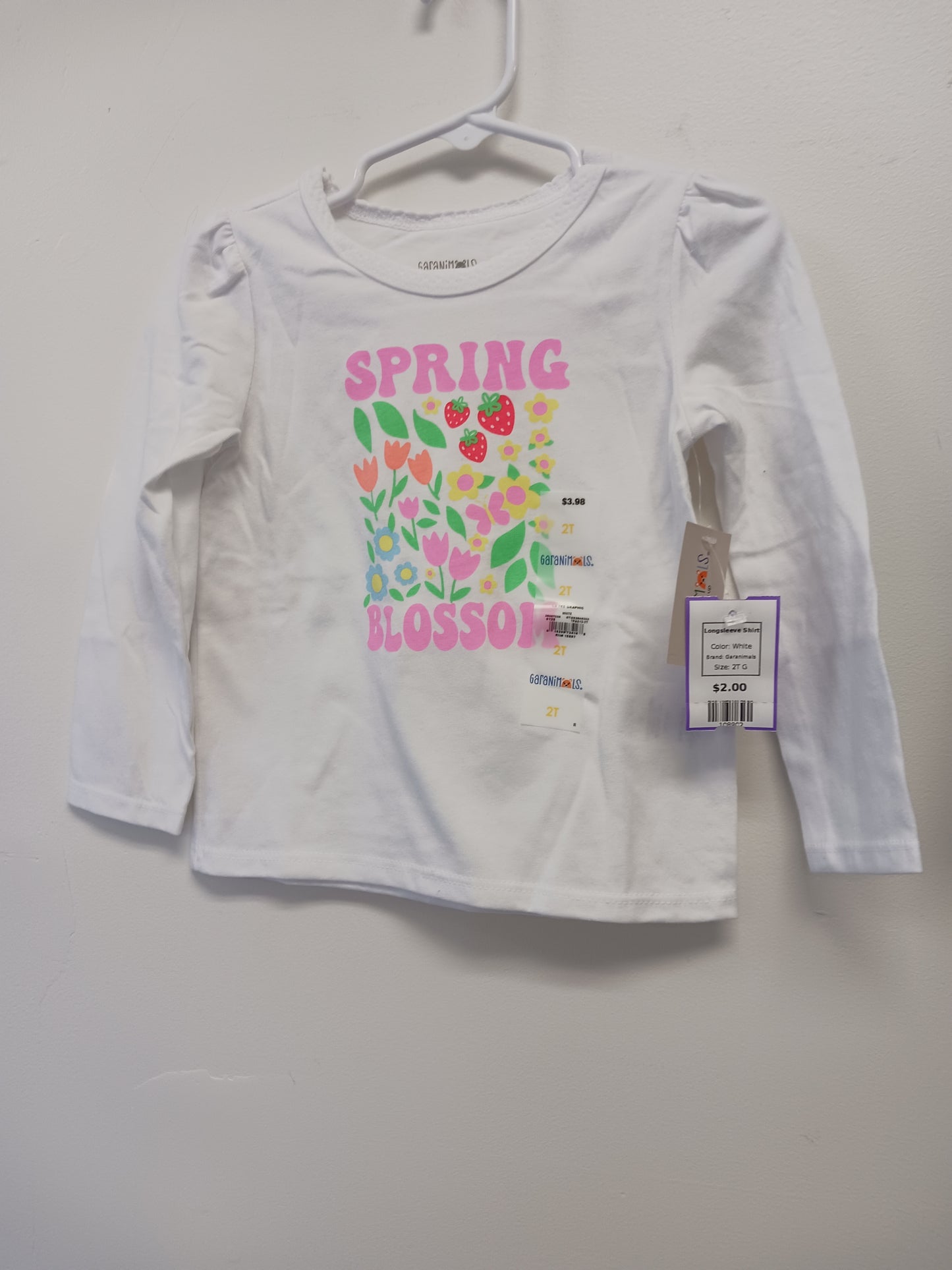 White Garanimals Longsleeve Shirt, 2T G