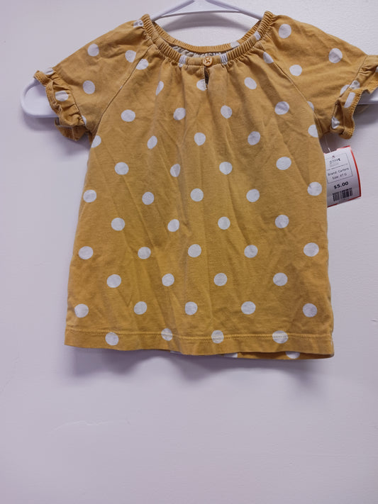 Yellow/White Polka Dot Carters Shirt, 4T G