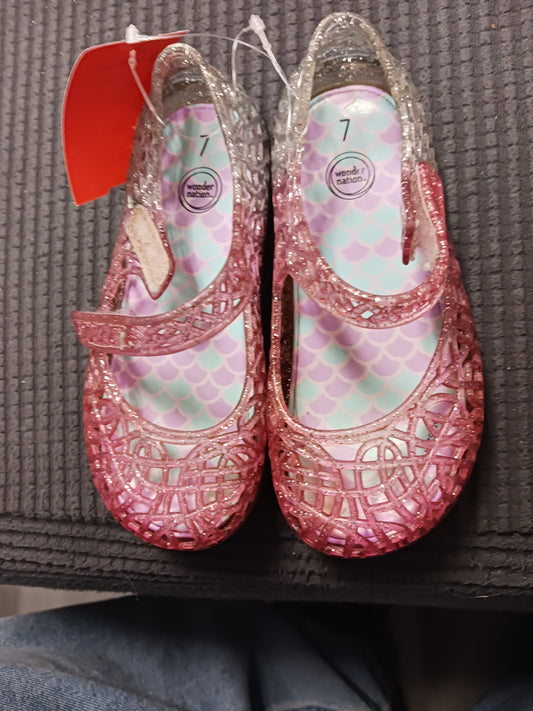 Pink/White Wonder Nation Jelly Shoes, 7 G