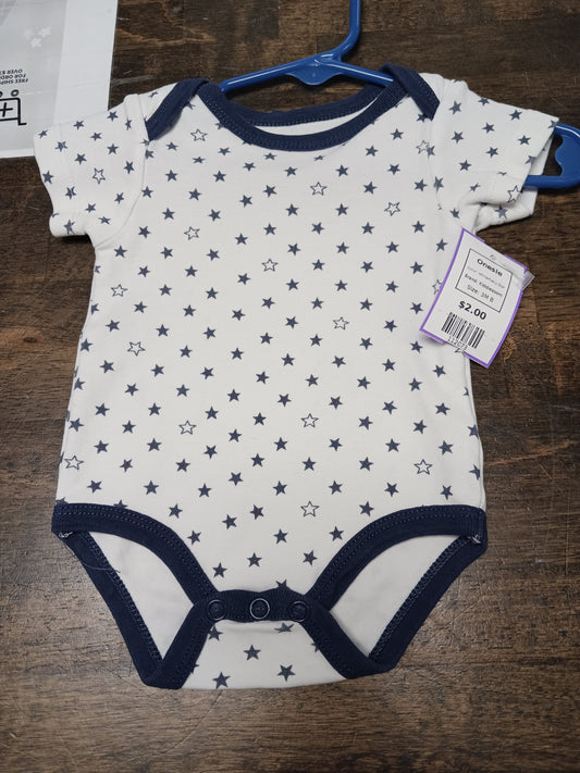 White/Navy Star Kiddiezoom Onesie, 3M B