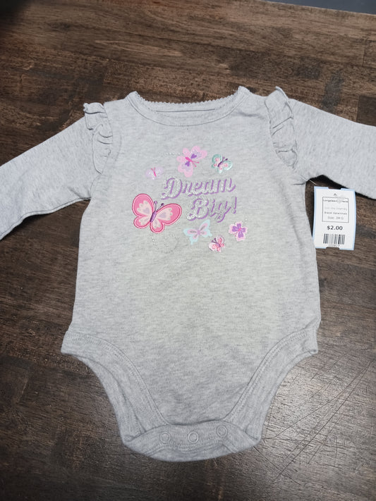 Grey Dream Big Garanimals Longsleeve Onesie, 3M G