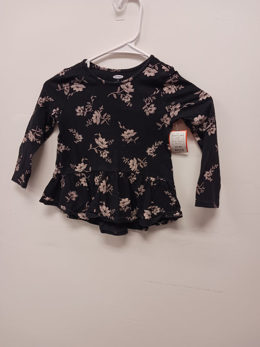 Black/Pink Flower Old Navy Longsleeve Shirt, 4T G