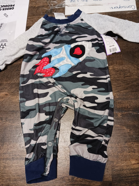 Grey Camo Rocket Boutique Pant One Piece, 3M B