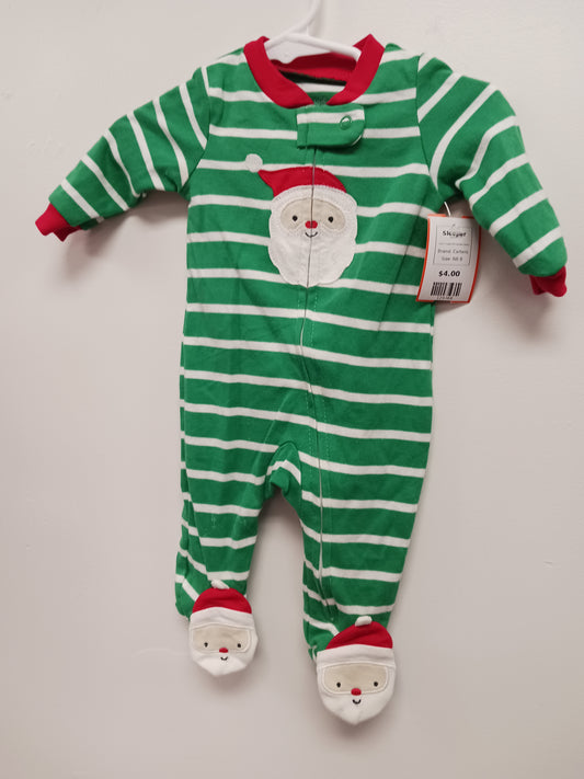 Green/White/Red Santa Carters Sleeper, NB B