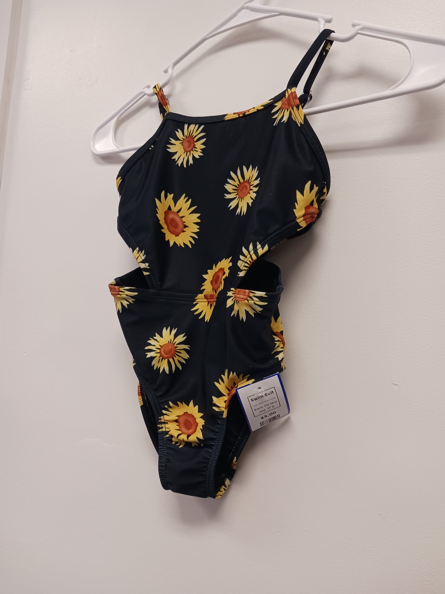 Black/Yellow Flower Old Navy Swim Suit, 5T G