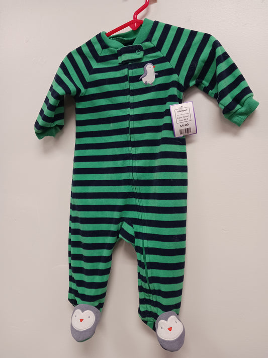 Green/Black Striped Carters Sleeper, 6M B