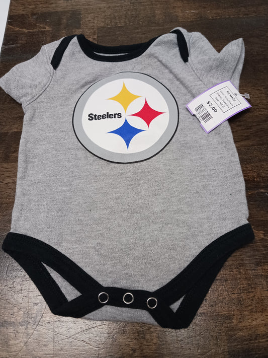 Grey/Black Steelers Onesie, NB B