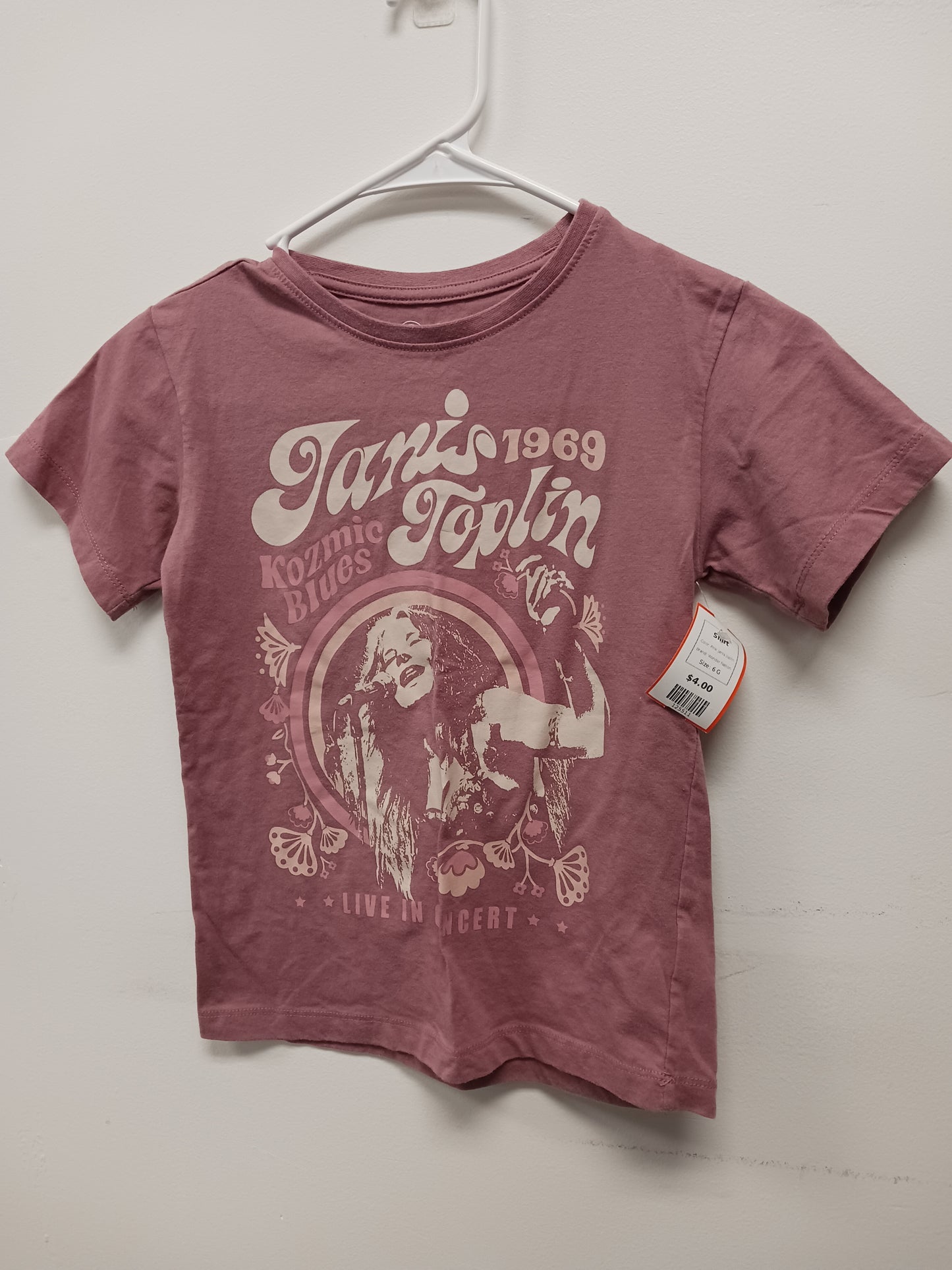 Pink Janis Joplin Wonder Nation Shirt, 6 G