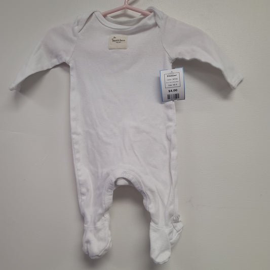 White Burts Bees Baby Sleeper, NB B