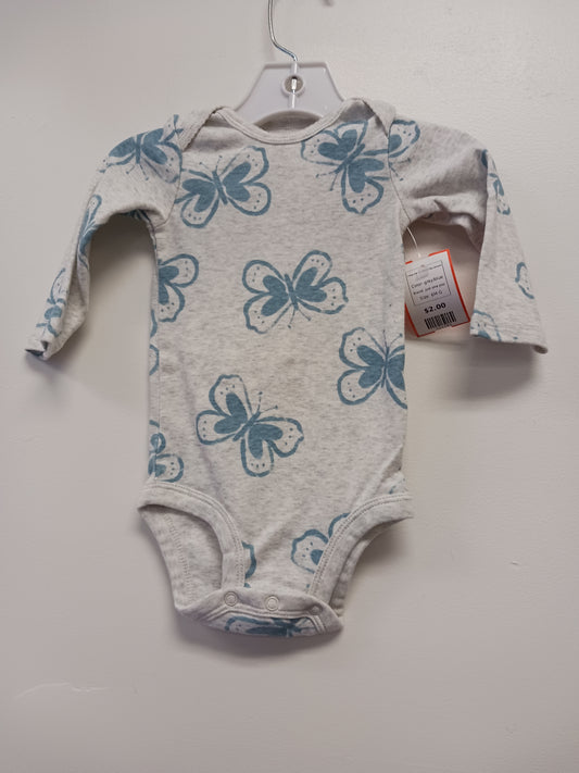 grey/blue just one you Long Sleeve Butterfly Onesie, 6M G