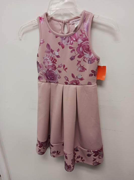 Pink love Squared Girls Flower Tank Dress, 6 G