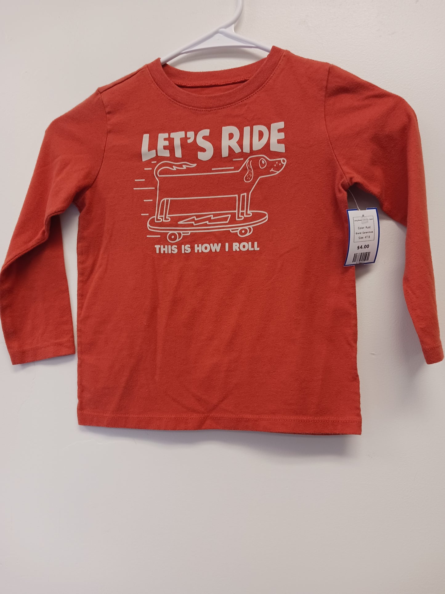 Rust Garanimals Long Sleeve Lets Roll Tshirt, 4T B
