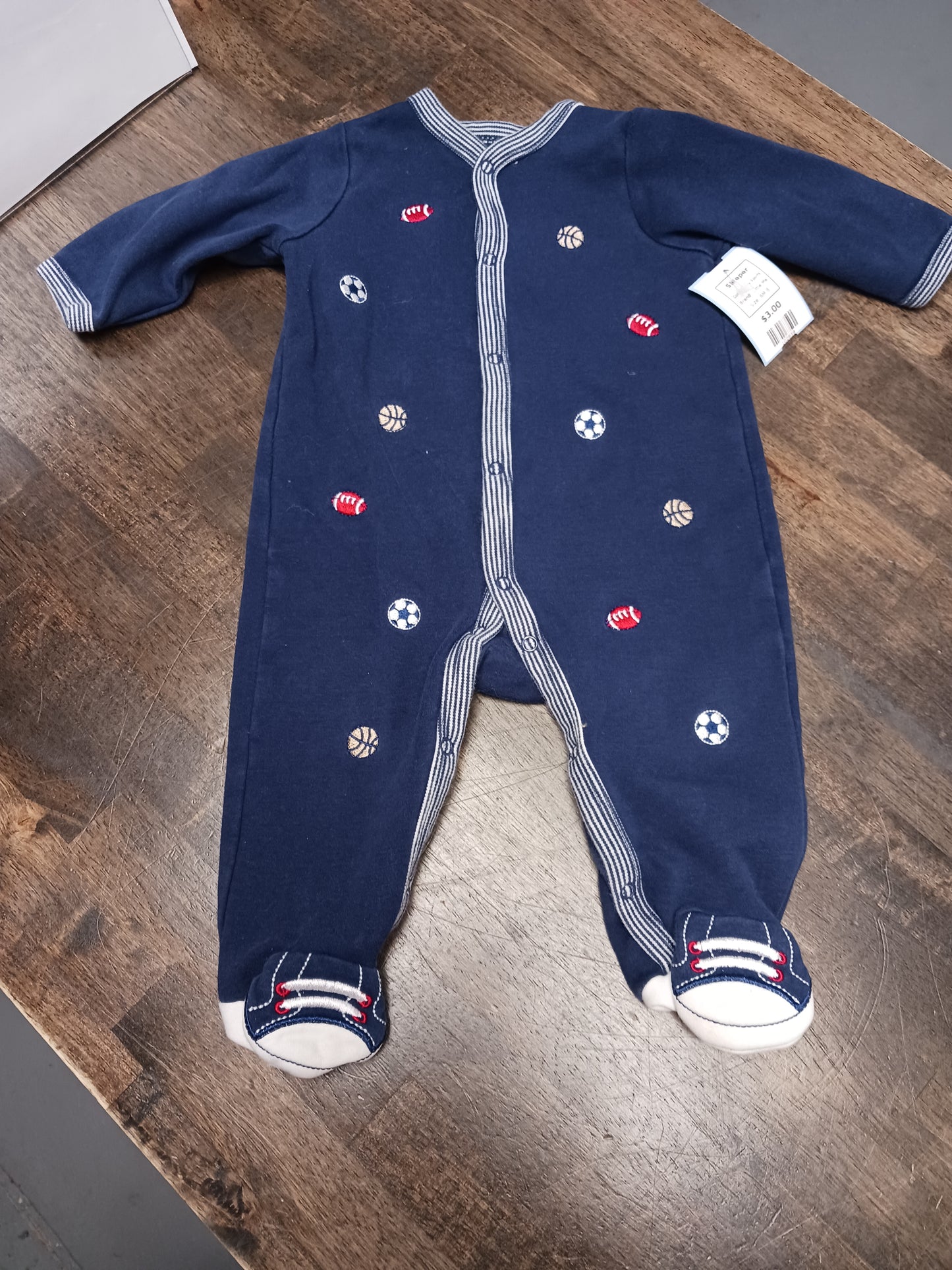 Navy Sports Little Me Sleeper, 6M B
