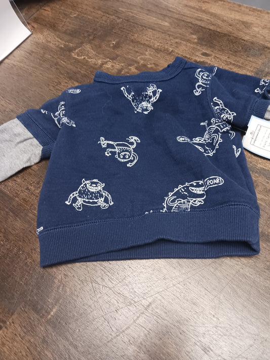 Navy/Grey Monster Carters Longsleeve Shirt, 6M B