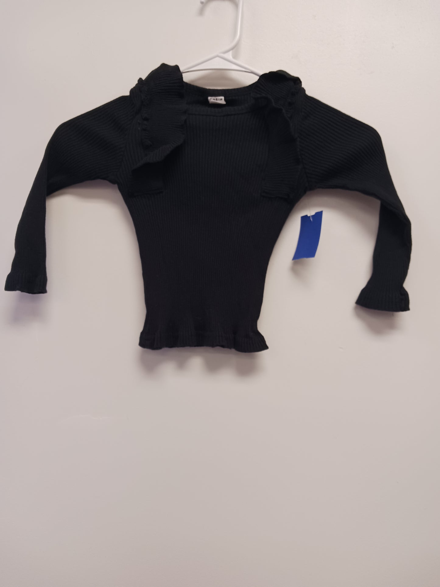 Black Shein Long Sleeve Ruffle Shirt, 4T G