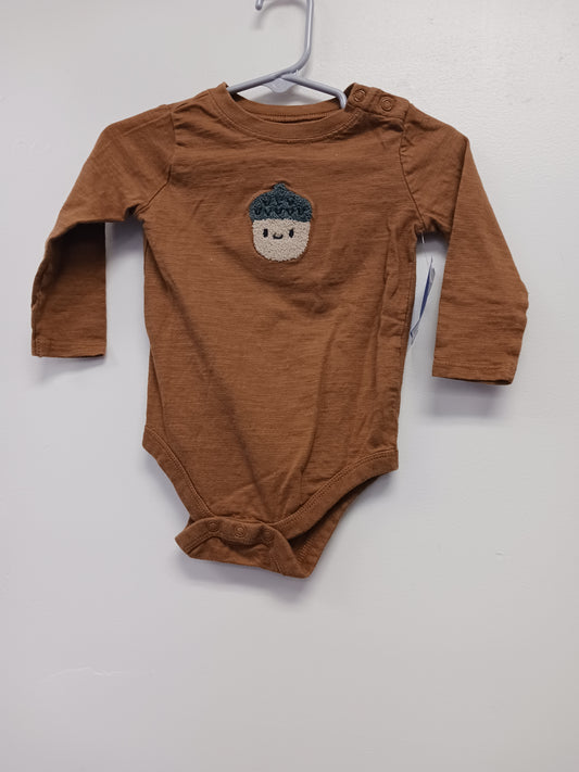 Brown Garanimals Long Sleeve Acorn Onesie 6/9m, 6M B