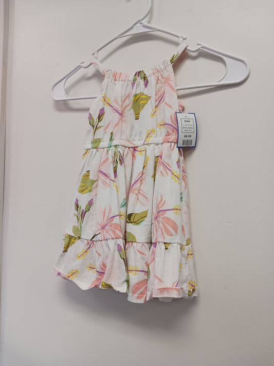 White/Pink/Yellow/Green Flower Carters Dress, 2T G